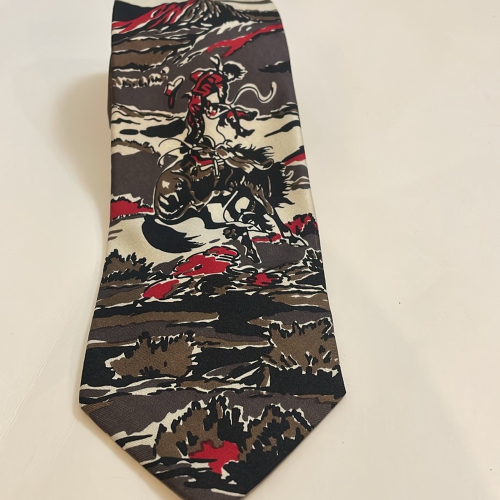 Till Goodan western necktie black tie in amazing condition. Art by Till Goodan. - Picture 5 of 5